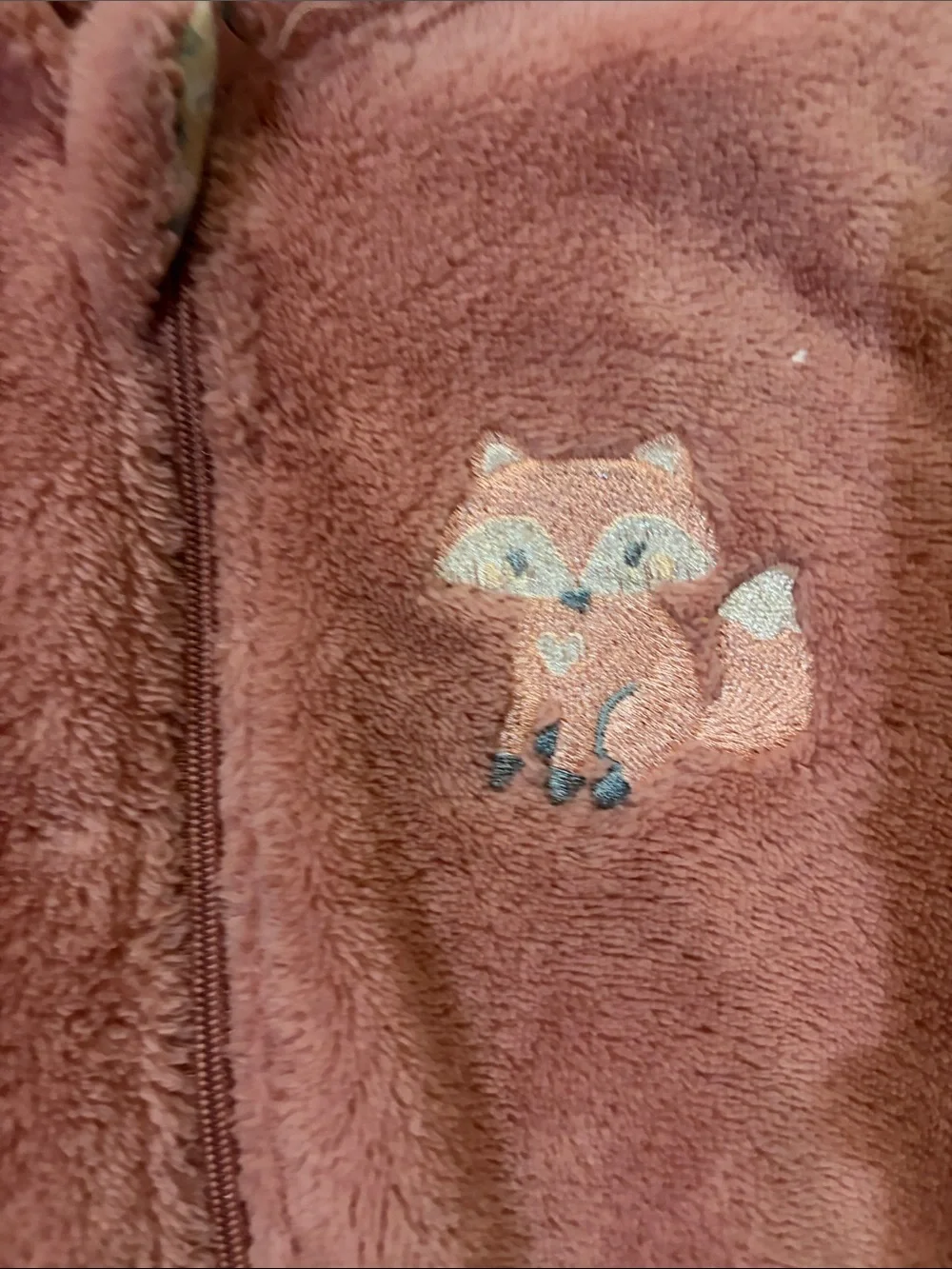 2 Fleece Hooded Baby One-Pieces blue flowers and one with Fox Accent